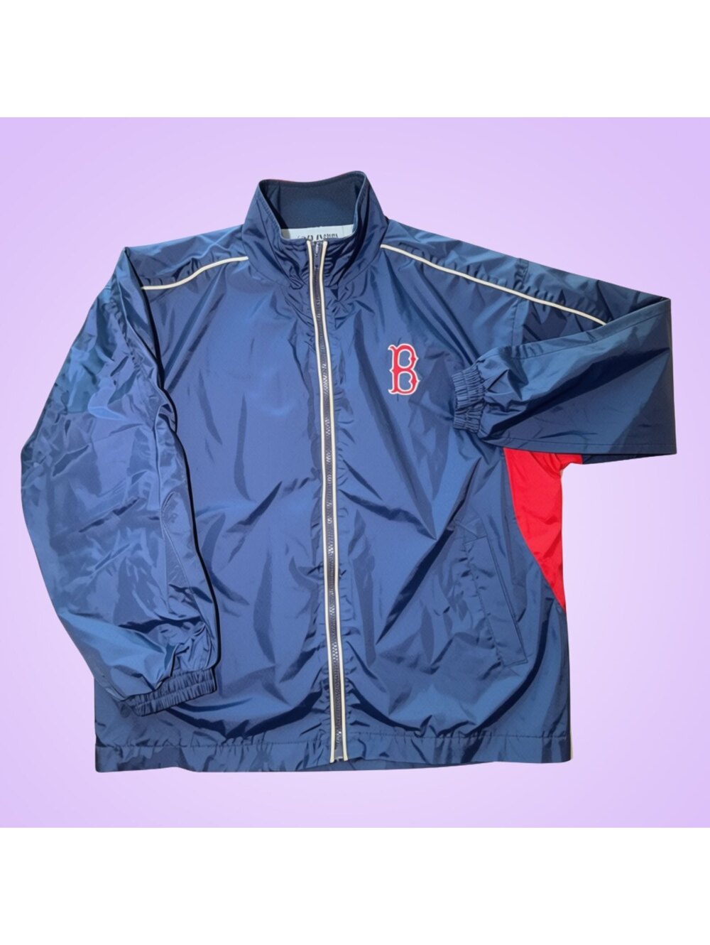 Majestic Boston Red Sox Men's Large MLB Full Zip Windbreaker Jacket Navy Red